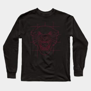 Panther head face drawing in pink purple violet Long Sleeve T-Shirt